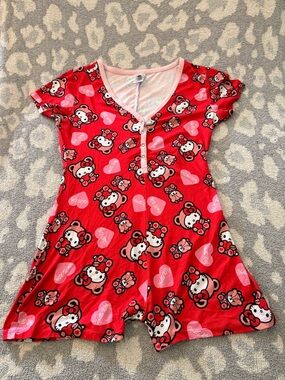 Hello Kitty Red and Pink Short-Sleeve Pajama Romper